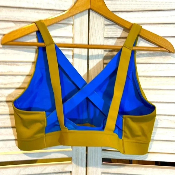 BROOKS Drive Plunge Running Sports Bra Women’s XXL Yellow Blue High Impact - Picture 5 of 6
